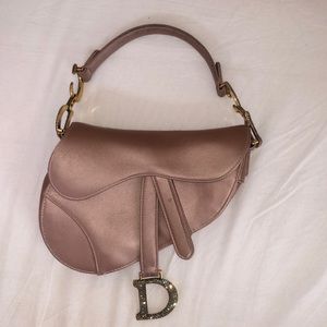 Christian Dior Limited Edition Ballet Pink Rhinestones Mini Saddle Bag